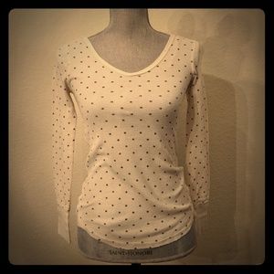 FREE PEOPLE XS polka dot v-neck waffle long sleeve